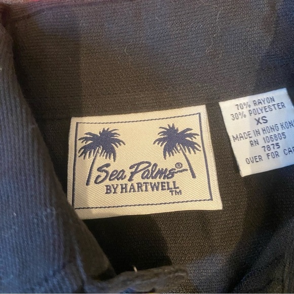 💥5/$25 Sea Palms by Hartwell men’s black button up in size  x-small - Picture 5 of 7
